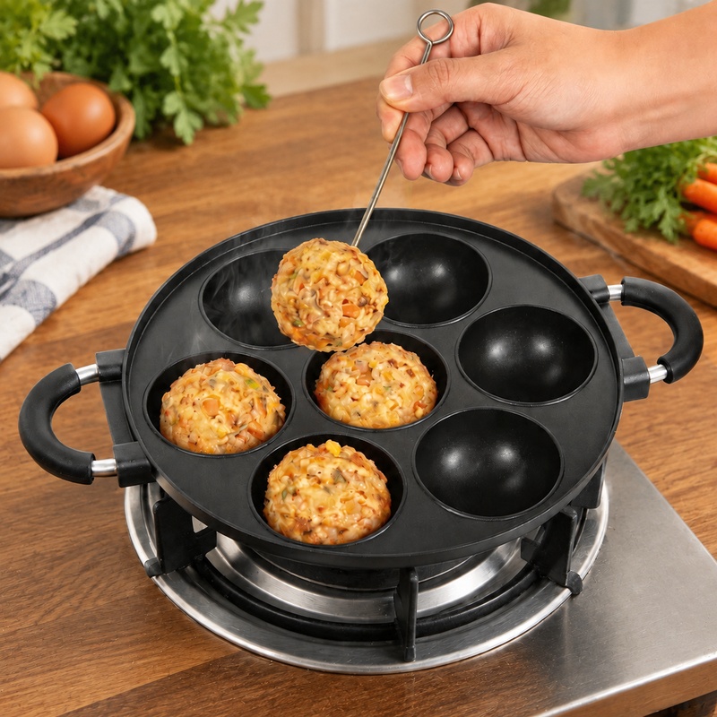 Takoyaki Grill Plate - 7-Fach Aluminium-Takoyaki-Pfanne mit Antihaftbeschichtung zum Backen